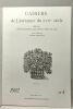 Cahiers de littérature du XVIIe siècle n°4 - publiées par le cnetre de recheche "idées thèmes et formes 1580-1660" avec le concours du conseil ...