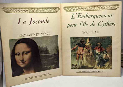 8 livres "Le musée des chefs-d'oeuvre": L'embarquement pour l'île de Cythère Le Christ en Croix La Joconde Les massacres de Scio Le couronnement de la ...