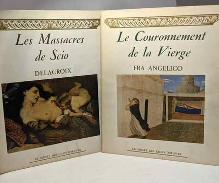 8 livres "Le musée des chefs-d'oeuvre": L'embarquement pour l'île de Cythère Le Christ en Croix La Joconde Les massacres de Scio Le couronnement de la ...