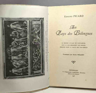 Au pays des Bilingues - le second voyage de Pantagruel sous le gouvernement des minces sermons dans la salle des pas-perdus- frontispice par Xavier Mellery
