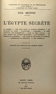 L'Egypte secrète. Brunton Paul
