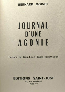 Journal d'une agonie. Moinet Bernard