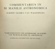 Commentarius in m. Manilii astronomica - Verhandelingen der koninklije akademie van wetenschappen te Amsterdame - afdeeling letterkunde nieuwe reeks. ...