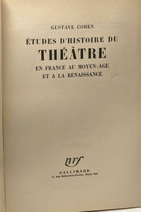 Études d'histoire du théâtre en France au Moyen-Age et à la Renaissance