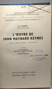 L'oeuvre de John Maynard Keynes - exposé - analyse critique - prolongements - TOME PREMIER: vue d'ensemble analyse de l'oeuvre antérieure à la théorie général