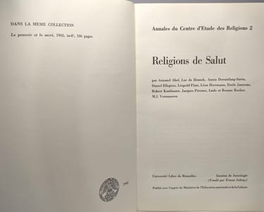 Religions de Salut - annales du Centre d'Etude des Religion 2 --- institut de sociologie