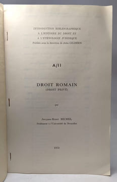 Introduction bibliographique à l'histoire du droit et à l'éthnologie juridique - A/II - Droit romain (droit privé) centre d'Histoire et d'Ethnologie ...