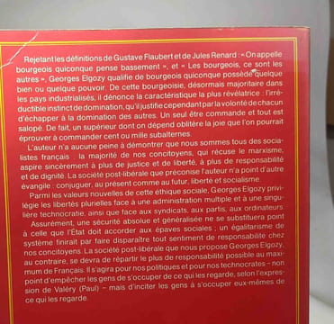 Le Bourgeois socialiste ou Pour un post-libéralisme. Elgozy Georges