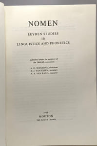 Nomen leyden studies in linguistics and phonetics