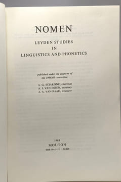 Nomen leyden studies in linguistics and phonetics. A.G. Sciarone A.J. Van Essen A.A. Van Raad