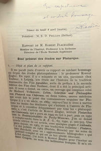 État présent des études sur Plutarque - Rapport de M. Robert Flacelière - actes du VIIIe Congrès (Paris 5-10 avril 1968)