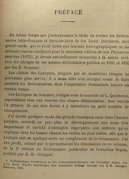 Lexique latin - français à l'usage des classes élémentaires - EXTRAIT du dictionnaire latin - français de Mm. Quicherat et Daveluy. Sommer