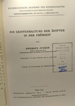 Die geisteshaltung der ägypter in der frühzeit. Hermann Junker
