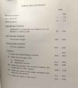 Répertoire d'incipit des prières françaises à la fin du moyen âge - publications romanes et françaises CLXXIV