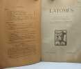 Latomus - revue d'études latines - TOME I fascicule 1 2 3 4 année 1937. Kugener M.A.  Herrmann L