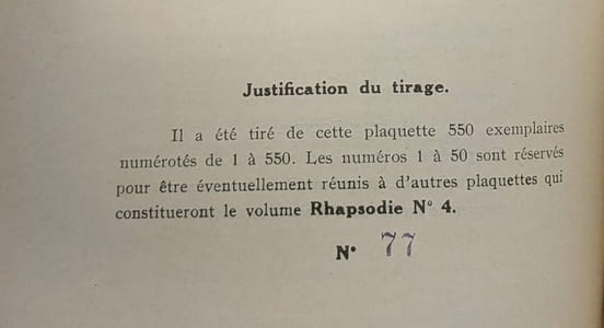 L'éloge de la solitude - plaquette issue de la Rhapsodie n°4 numéroté 77