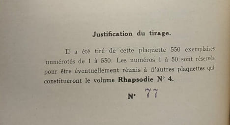 L'éloge de la solitude - plaquette issue de la Rhapsodie n°4 numéroté 77. Marinus Albert