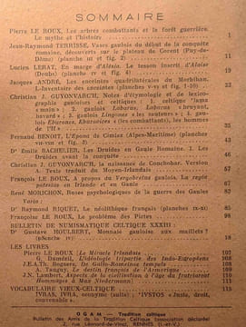 OGAM tradition celtique - histoire langue archéologie religion numismatique folklore textes - TOME XI Fasc. 1 + 4/5 + 6 / N°61 64/65 66 1959. ...