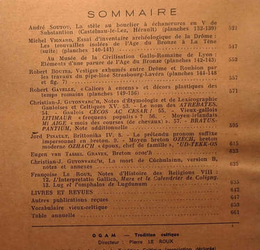 OGAM tradition celtique - histoire langue archéologie religion numismatique folklore textes - TOME XIV - fasc. 1 2/3 4/5 6 - N°79 80/81 82/83 84 1962. ...