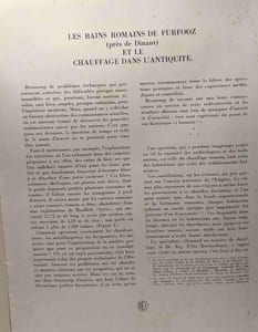Les bains romains de furfooz (près dinant) et le chauffage dans l'antiquité - Ardenne et Gaume --- exrait du bulletin de documentation (1957 - 1er trimestre)