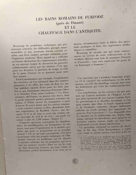 Les bains romains de furfooz (près dinant) et le chauffage dans l'antiquité - Ardenne et Gaume --- exrait du bulletin de documentation (1957 - 1er ...