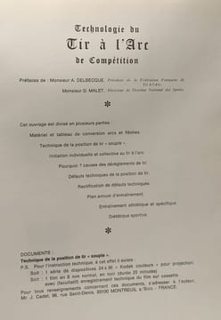 Technologie du tir à l'arc de compétition. Cadet Jacques