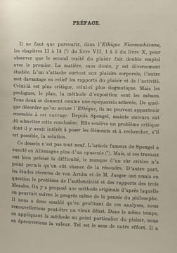 Le plaisir (eth. nic. VII 11-14. X 1-5) introduction traduction et notes par A.J. Festugière / Bibliothèque des textes philosophiques. Aristote ...