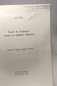 Fustel de Coulanges: Contre la méthode subjective - extrait des Cahiers d'Analyse textuelle ( TOME 9 - 1967 )