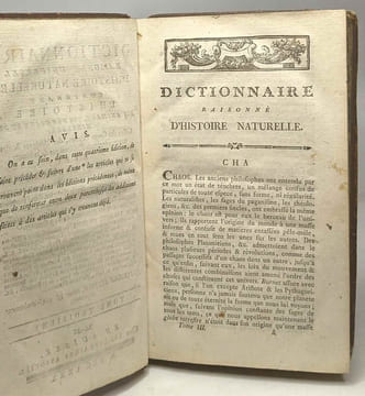 Dictionnaire raisonné universel d'Histoire Naturelle contenant l'Histoire des animaux des végétaux et des minéraux --- TOME TROISIEME 4e éd. revue & ...