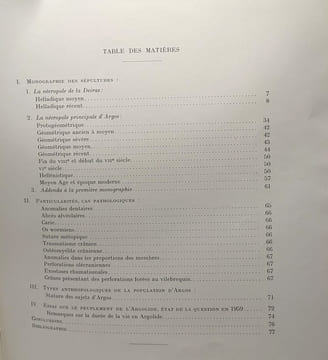 Étude anthropoligue des nécropoles d'Argos - contribution à l'étude des populations de la Grèce Antique - Etudes Péloponnésiennes III école française ...