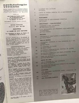 Chypre à l'aube de son histoire - Archéologie Vivante Chypre Vol. II N°3 Mars - Mai 1969 / Collection du musée de Chypre du néolithique à l'âge de ...