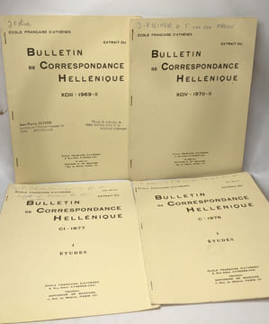 Extrait du Bulletin de Correspondance Hellénique - 11 volumes: XCII 1968 (I)+ XCIII 1969 (II)+ XCIV 1970 (II) + C1976 (I) +CI 1977 (I) + CII 1978 (I) ...