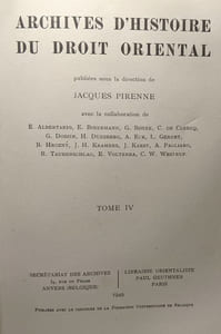 Archives d'Histoire du droit orientale - TOME IV
