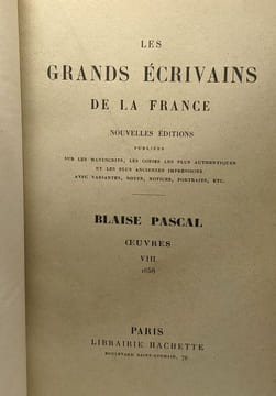 Oeuvres de Blaise Pascal publiées suivant l'ordre chronologique - TOME VIII depuis Juin 1658 jusqu'en Décembre 1658 + TOME IX depuis Décembre 1958 ...