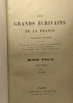 Oeuvres de Blaise Pascal publiées suivant l'ordre chronologique - TOME VIII depuis Juin 1658 jusqu'en Décembre 1658 + TOME IX depuis Décembre 1958 ...