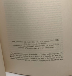 Les fouilles de Xanthos en Lycie - campagne 1950; 1951; 1952; 1953;1955 - compte rendu de l'académie des transcription