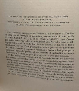 Les fouilles de Xanthos en Lycie - campagne 1950; 1951; 1952; 1953;1955 - compte rendu de l'académie des transcription