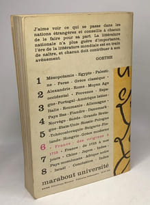 Panorama des littéraires n°6 - France (1ère partie): des origines 1715