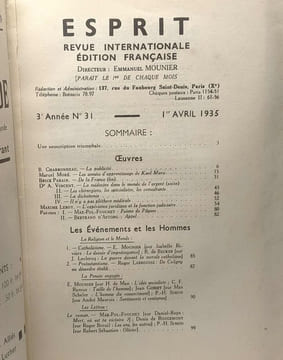 Esprit - revue internationale édition française - 3e Année tirage spécial - 6 numéro: 26-27-28-29-30-31 entre 1934 et 1935. Collectif