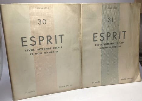 Esprit - revue internationale édition française - 3e Année tirage spécial - 6 numéro: 26-27-28-29-30-31 entre 1934 et 1935. Collectif