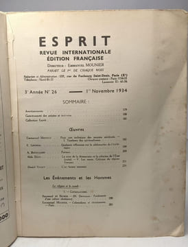 Esprit - revue internationale édition française - 3e Année tirage spécial - 6 numéro: 26-27-28-29-30-31 entre 1934 et 1935. Collectif