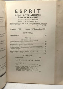 Esprit - revue internationale édition française - 3e Année tirage spécial - 6 numéro: 26-27-28-29-30-31 entre 1934 et 1935. Collectif