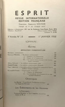 Esprit - revue internationale édition française - 3e Année tirage spécial - 6 numéro: 26-27-28-29-30-31 entre 1934 et 1935. Collectif