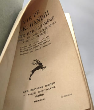 Vie de M.-K. Gandhi écrite par lui-même - traduction de Georgette Camille préface de Romain Rolland. Gandhi