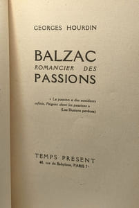 Balzac romancier des passions