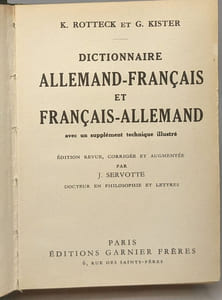 Dictionnaire Allemand / Français et Français / Allemand avec un supplément technique illustré