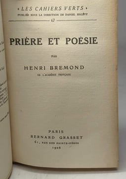 Prière et poésie / Les cahiers verts n°67. Henri Bremond