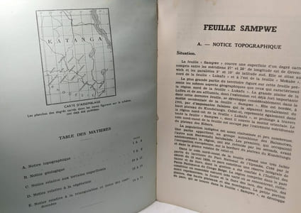 Publications relatives à la Carte du Katanga - feuille Sampwe édition 1952 NOTICES --- OP. 22