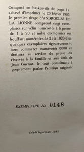 Androclès et la lionne - édition originale numérotée