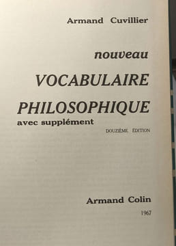 Nouveau vocabulaire philosophique avec supplément - 12e édition. Cuvillier Armand Cuvil